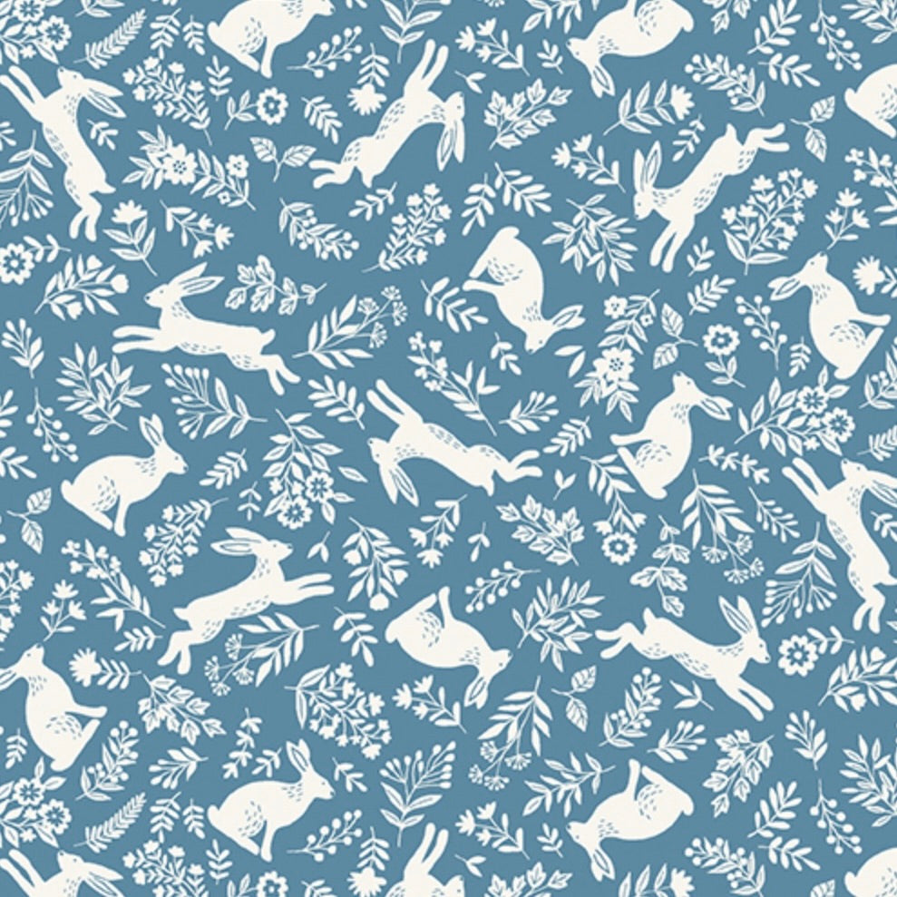 Foxwood by the 1/4 Yard - Hares Blue