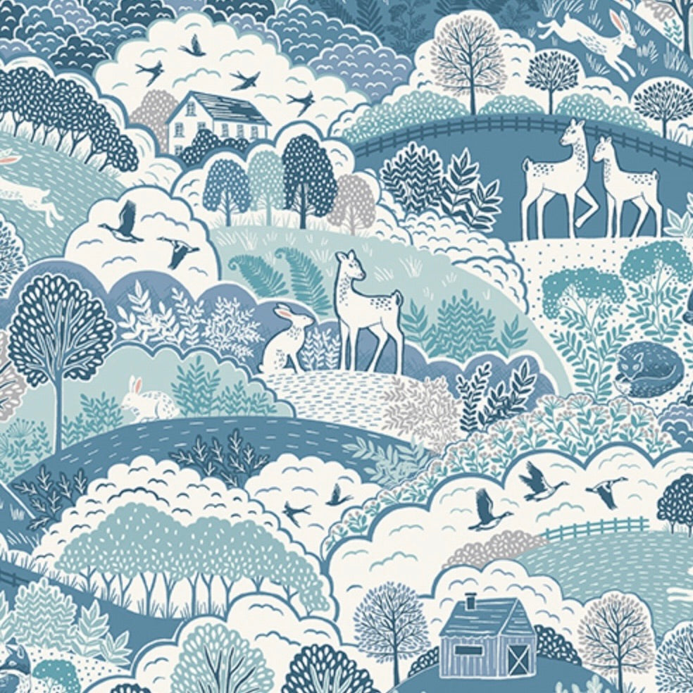 Foxwood by the 1/4 Yard - Fields Blue