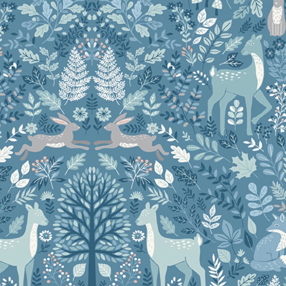 Foxwood by the 1/4 Yard - Blue Forest Night