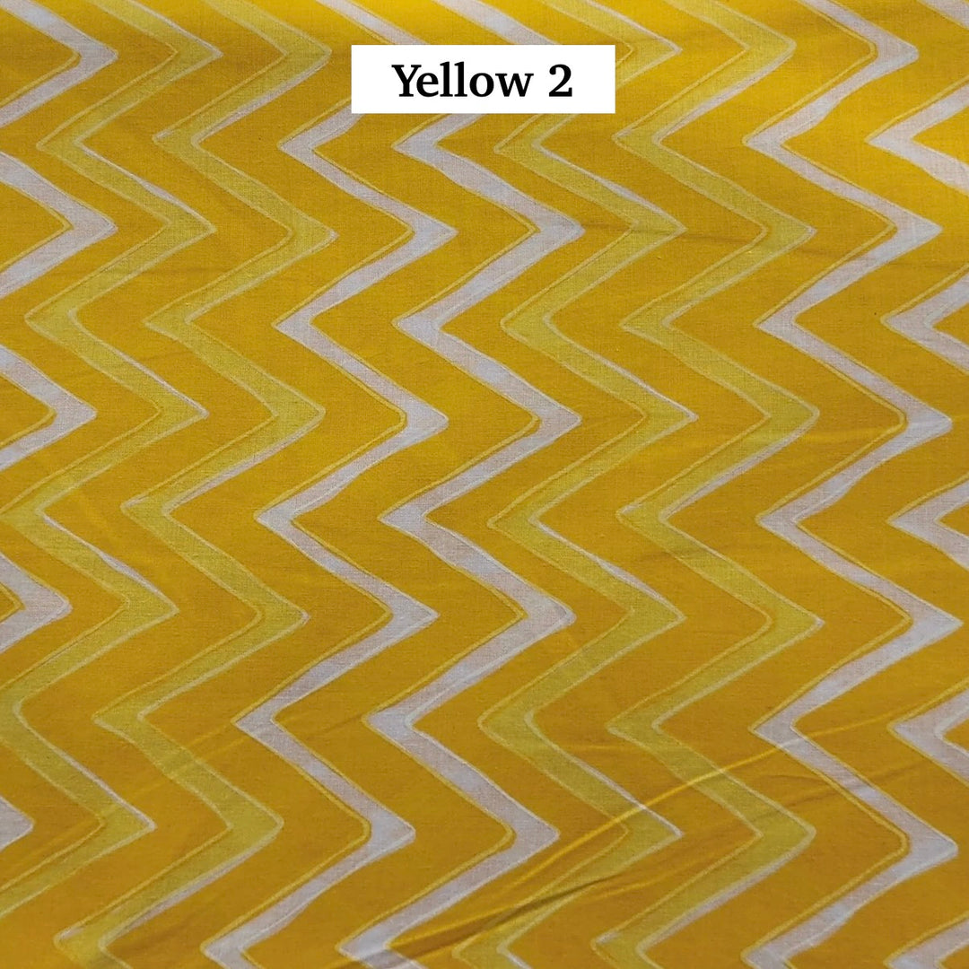 Block Printed Indian Cotton Fabric by the 1/4 Yard - Yellow 2