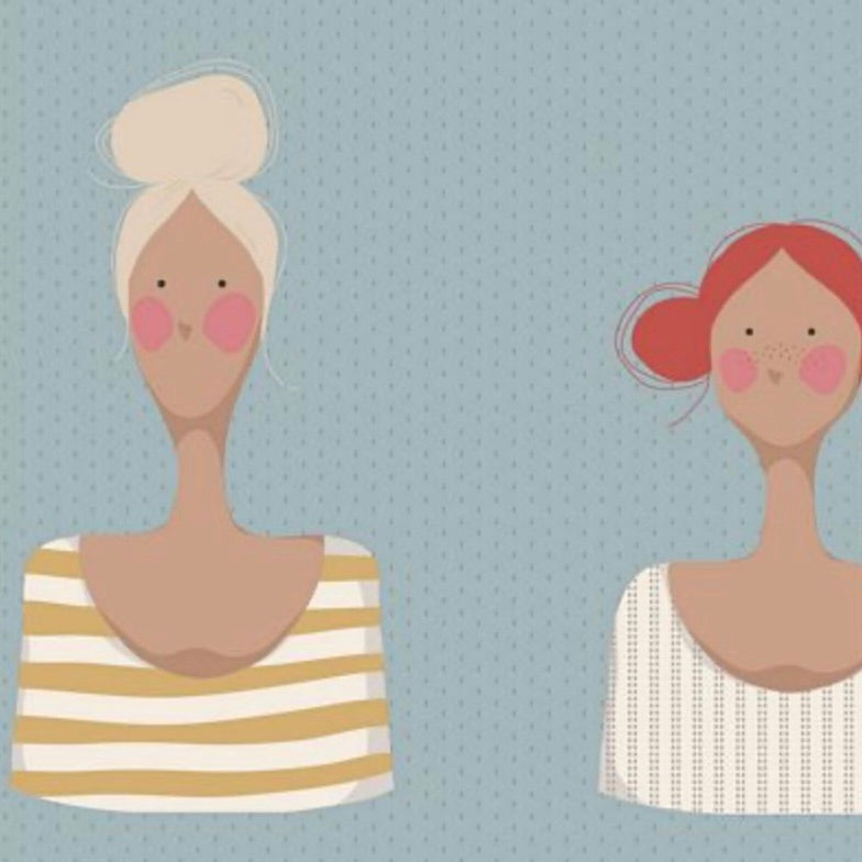 Me and My Friend Fabric by the 1/4 Yard - Sky