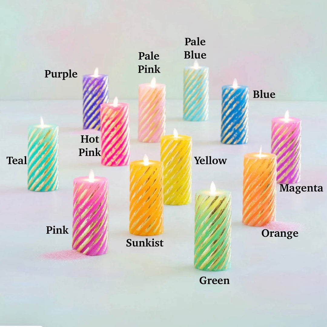 Glitterville Rainbow Pillar Flameless Candle