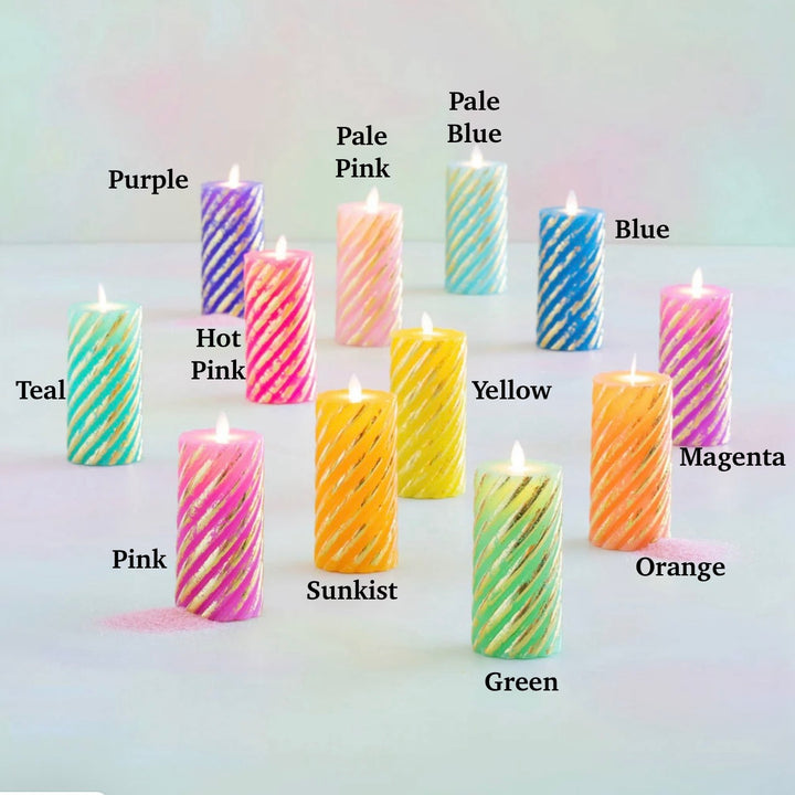 Glitterville Rainbow Pillar Flameless Candle