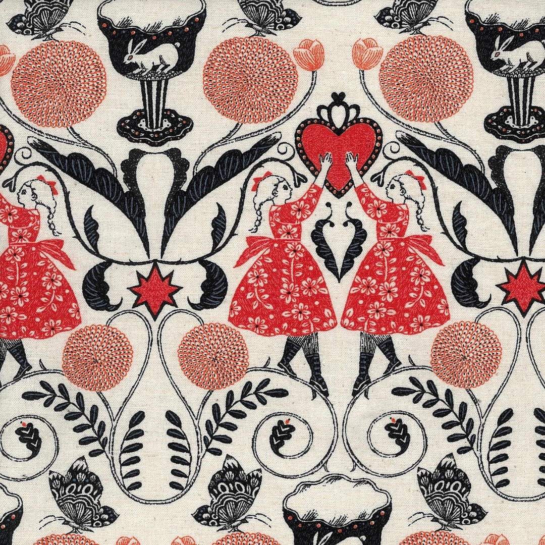 Sanae Sugimoto Afternoon Fun Fabric by the 1/4 Yard - Red & Black