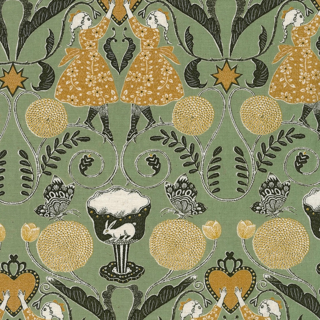 Sanae Sugimoto Afternoon Fun Fabric by the 1/4 Yard - Green