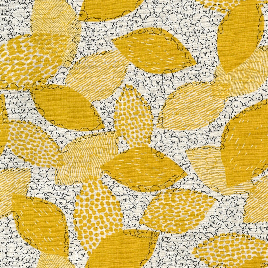 Marble SUD Bichon Frise Fabric by the 1/4 Yard - Yellow