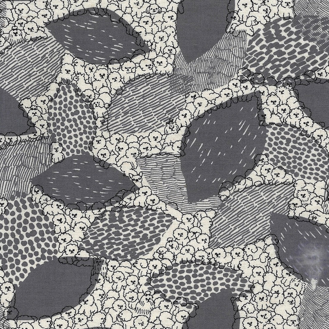 Marble SUD Bichon Frise Fabric by the 1/4 Yard - Gray