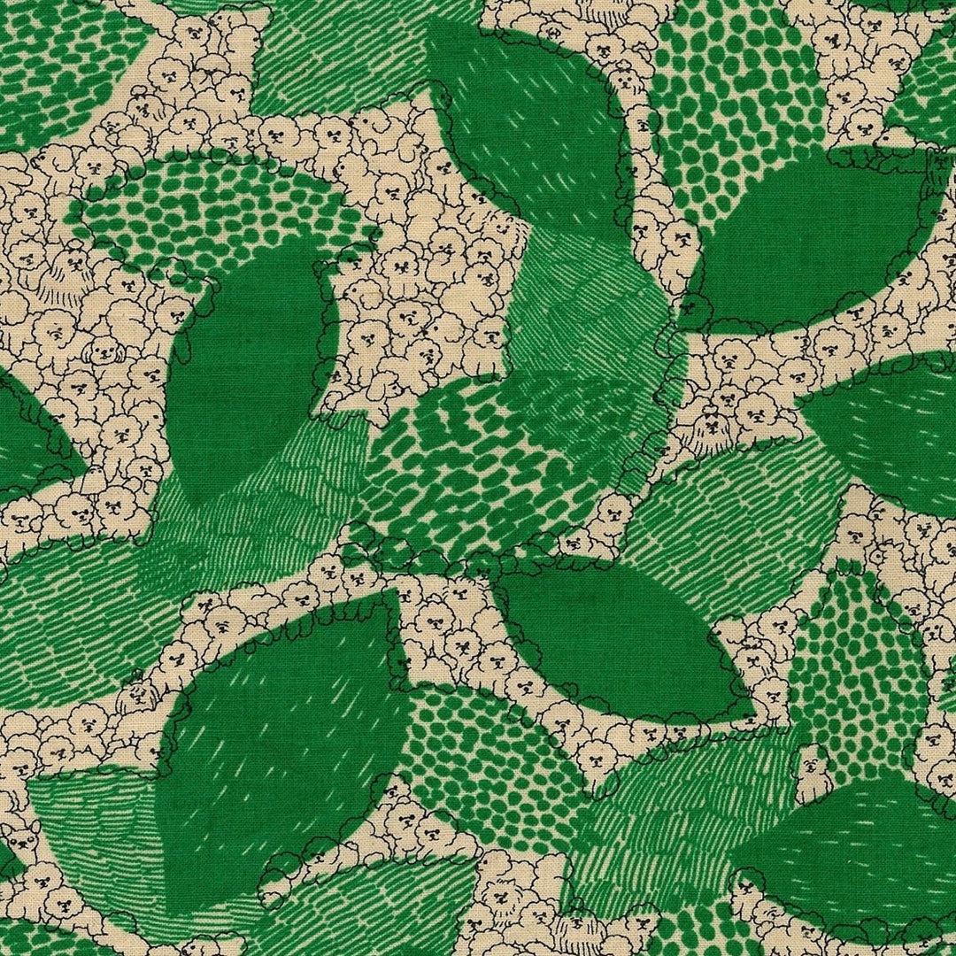 Marble SUD Bichon Frise Fabric by the 1/4 Yard - Green