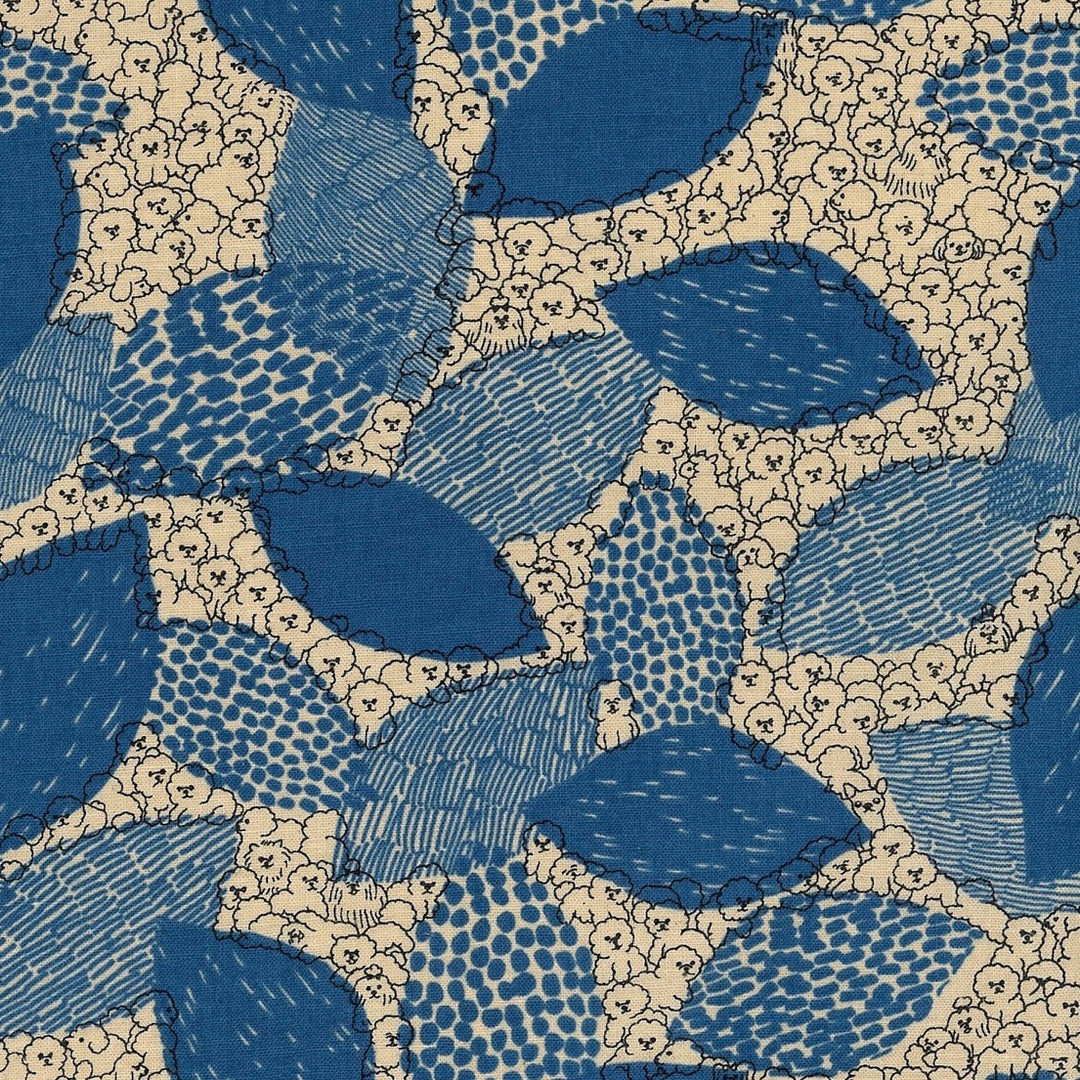 Marble SUD Bichon Frise Fabric by the 1/4 Yard - Blue