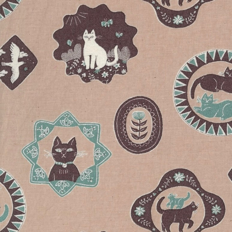 Sanae Sugimoto Cat Days Fabric by the 1/4 Yard - Pink