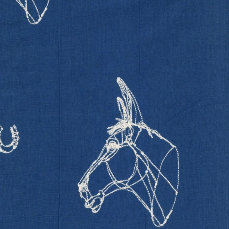 +HAyU Embroidery Horse Fabric by the 1/4 Yard - Blue