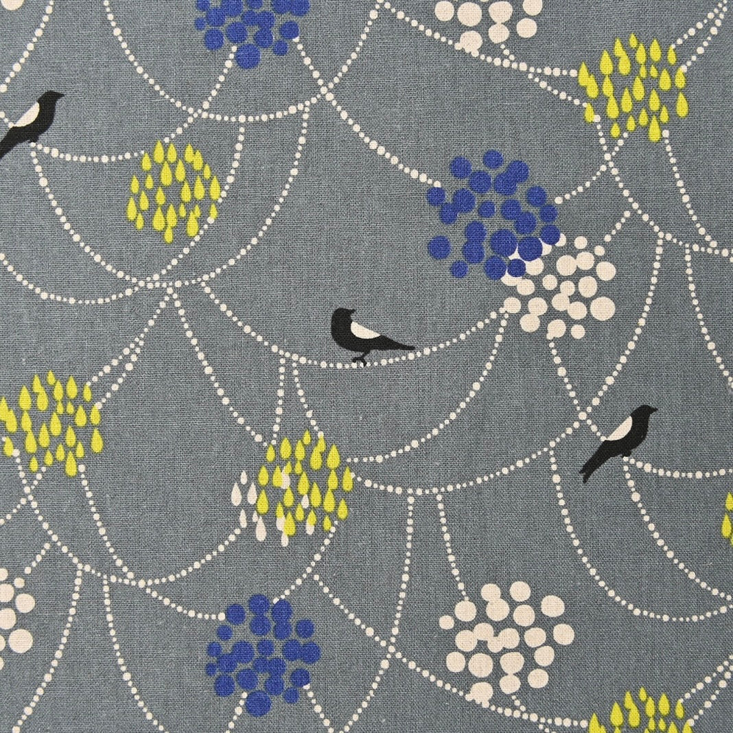 Echino Bird to Hang Canvas Fabric by the 1/4 Yard - Gray