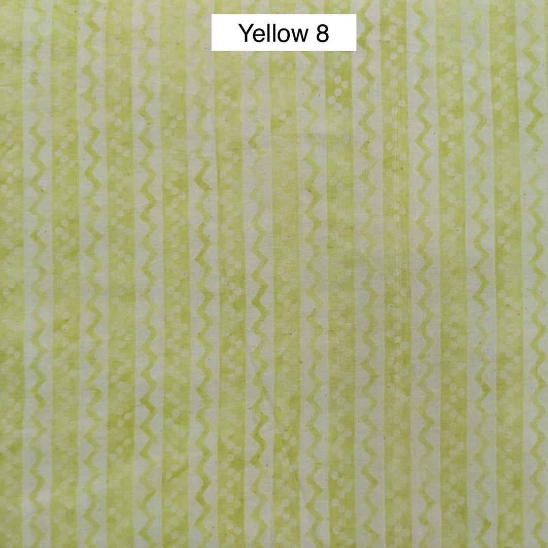 Block Printed Indian Cotton Fabric by the 1/4 Yard - Yellow 8