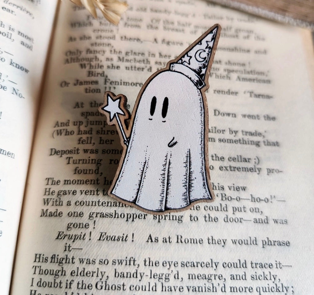 Wizard Ghost Wooden Pin