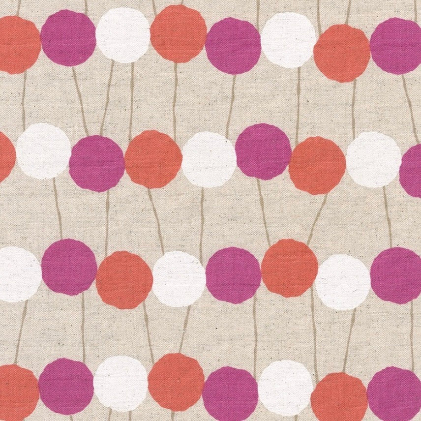 Sevenberry Cotton Flax by the 1/4 Yard - Pink Circles