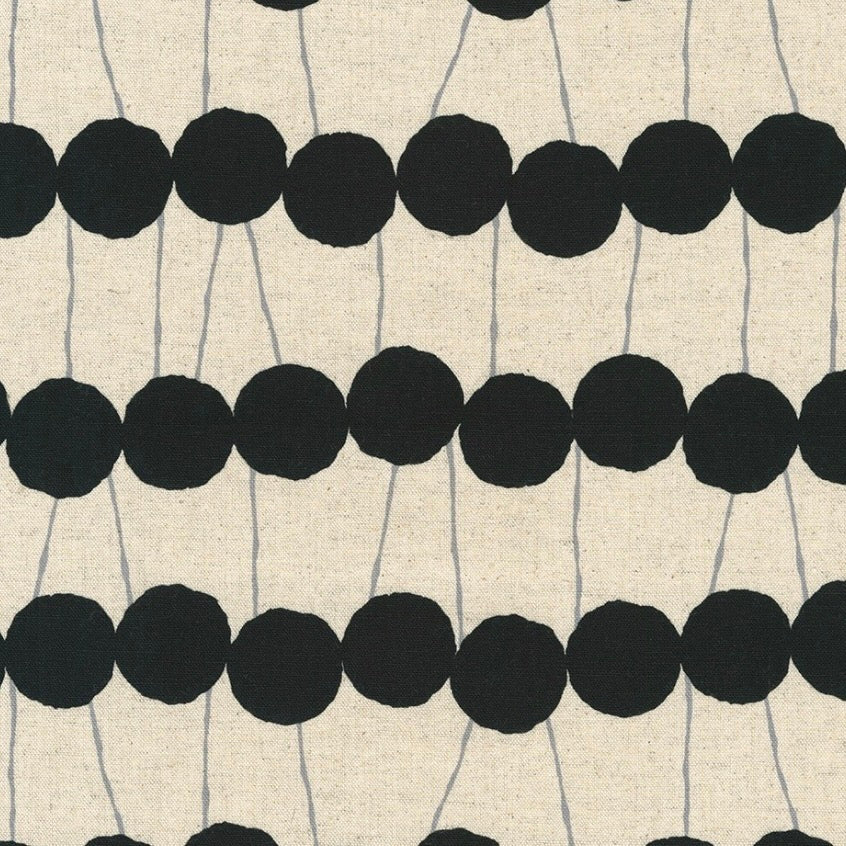 Sevenberry Cotton Flax by the 1/4 Yard - Black Circles