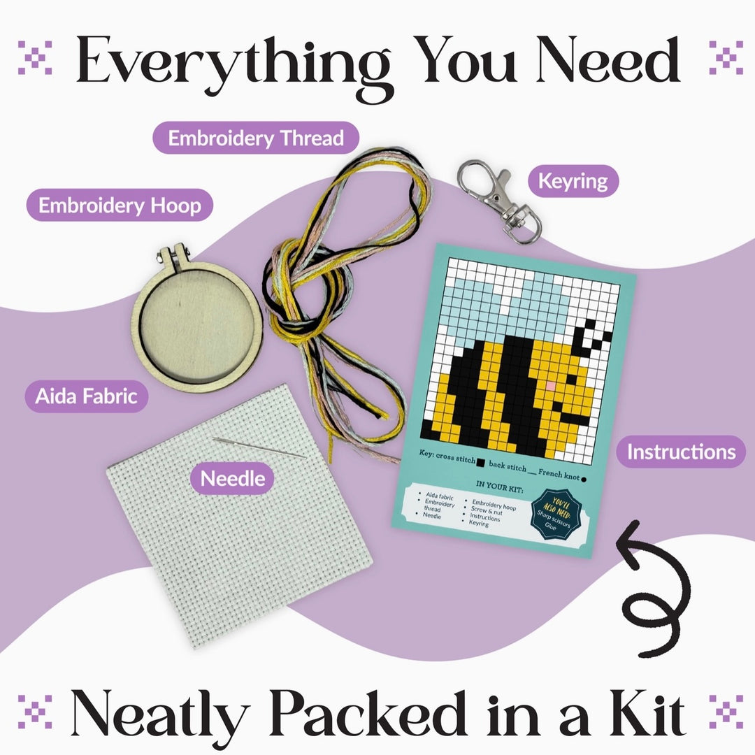 Bee Happy - Mini Matchbox Cross Stitch Kit