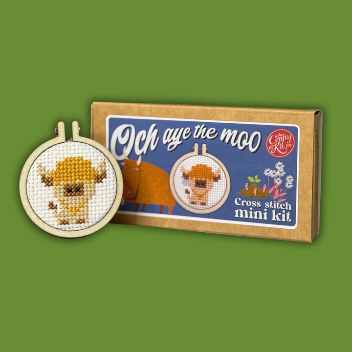 Och Aye The Moo - Mini Matchbox Cross Stitch Kit