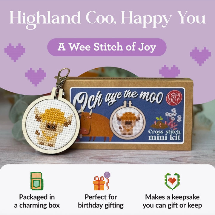 Och Aye The Moo - Mini Matchbox Cross Stitch Kit