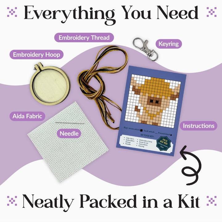 Och Aye The Moo - Mini Matchbox Cross Stitch Kit