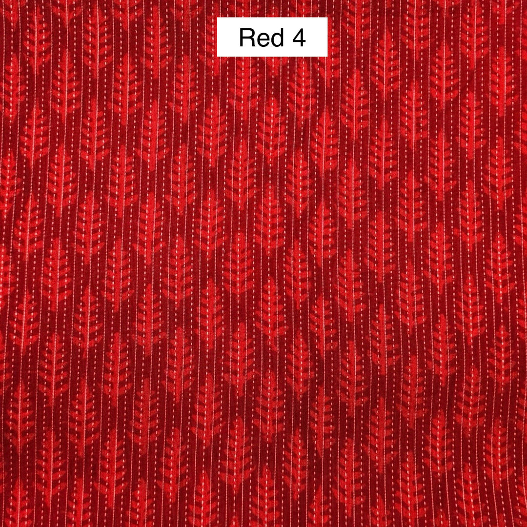 Block Printed Indian Cotton Fabric by the 1/4 Yard - Red 4