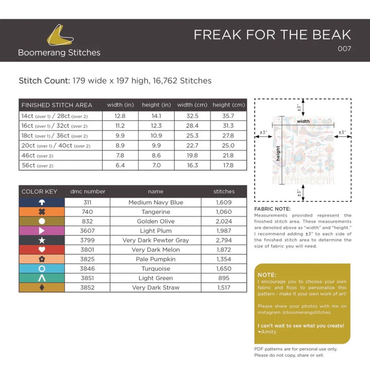 Freak for the Beak Cross Stitch Pattern