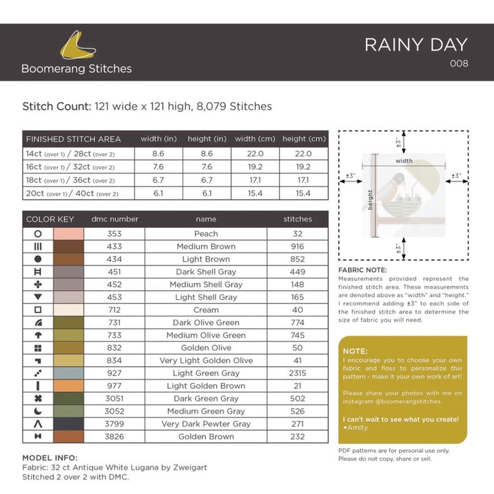 Rainy Day Cross Stitch Pattern