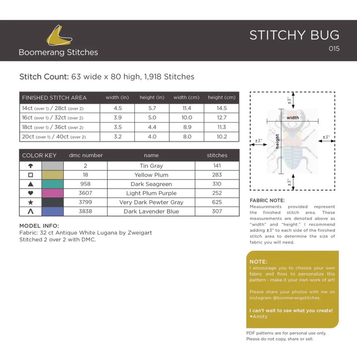 Stitchy Bug Cross Stitch Pattern