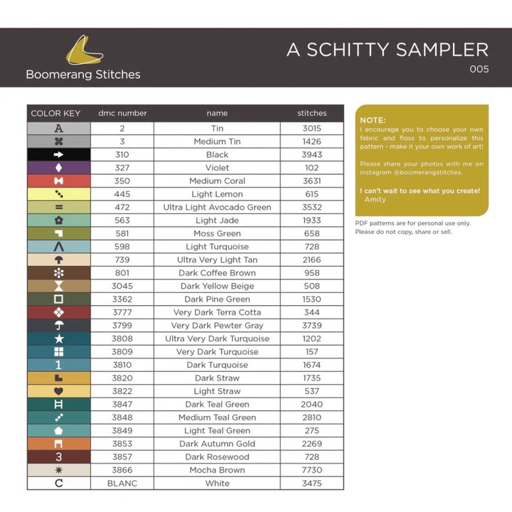 A Schitty Sampler Cross Stitch Pattern