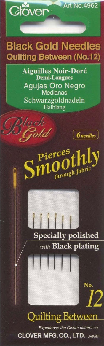 Clover Black Gold Between / Quilting Needle Size 12