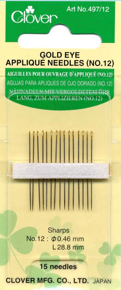 Clover Applique Needles Size 12
