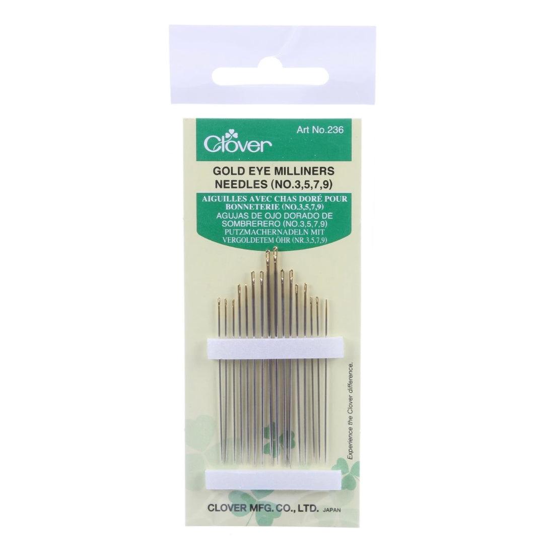 Clover Gold Eye Milliners Needles Size 3/9