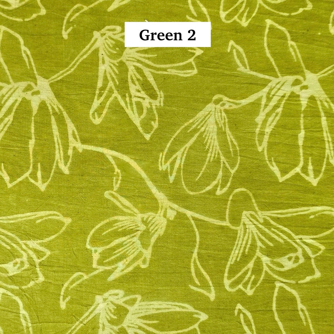 Block Printed Indian Cotton Fabric by the 1/4 Yard - Green 2