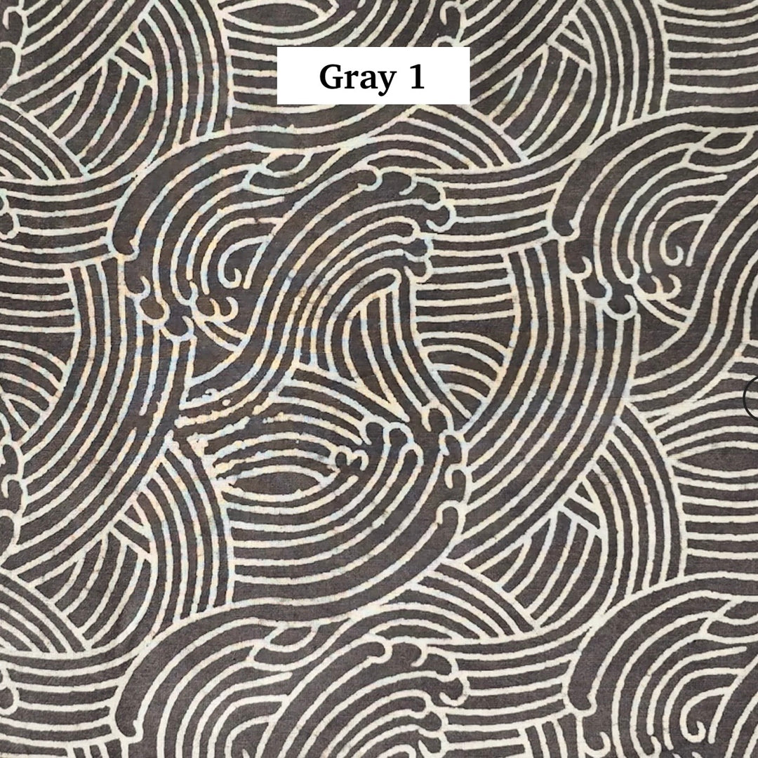 Block Printed Indian Cotton Fabric by the 1/4 Yard - Gray 1