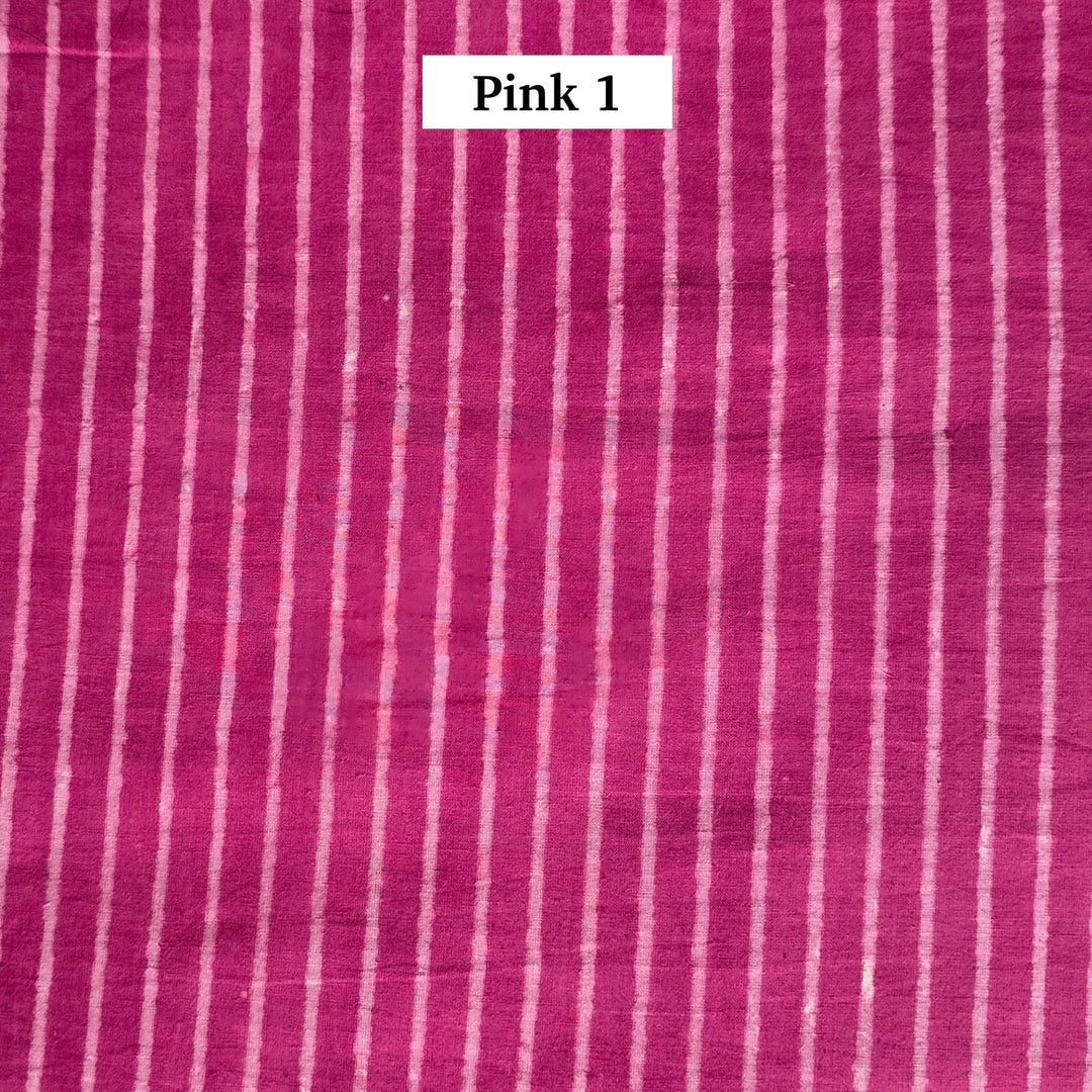 Block Printed Indian Cotton Fabric by the 1/4 Yard - Pink 1