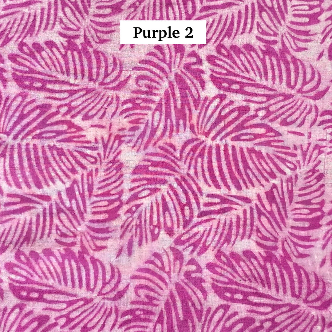 Block Printed Indian Cotton Fabric by the 1/4 Yard - Purple 2