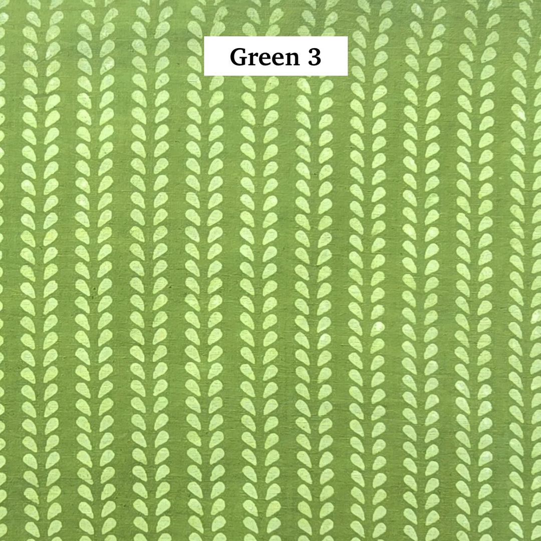 Block Printed Indian Cotton Fabric by the 1/4 Yard - Green 3