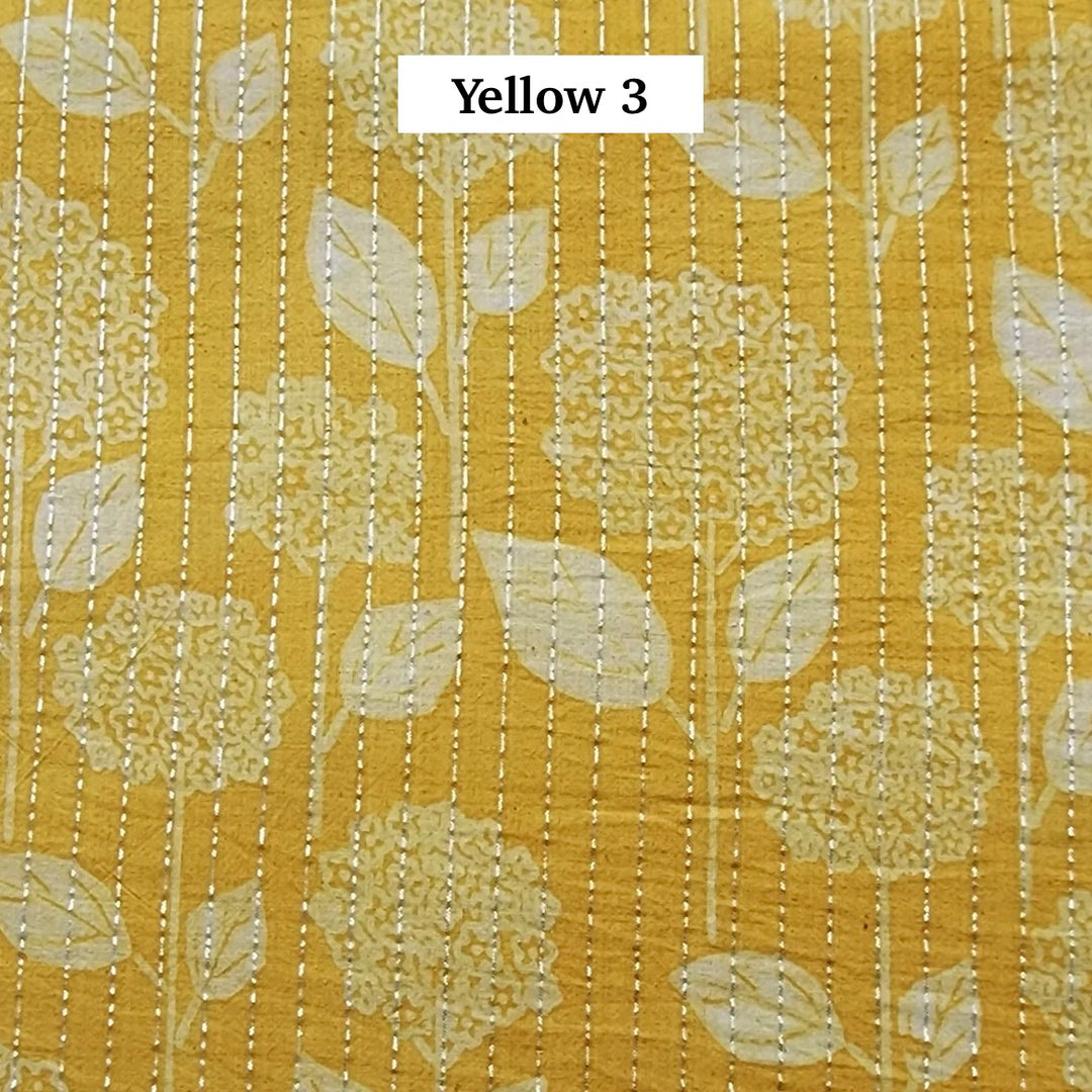 Block Printed Indian Cotton Fabric by the 1/4 Yard - Yellow 3