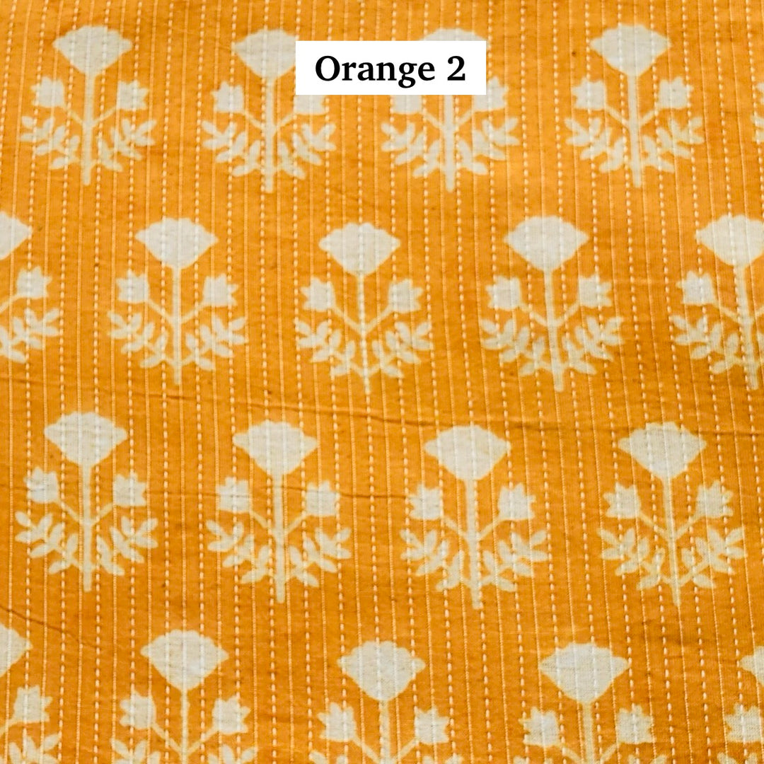 Block Printed Indian Cotton Fabric by the 1/4 Yard - Orange 2