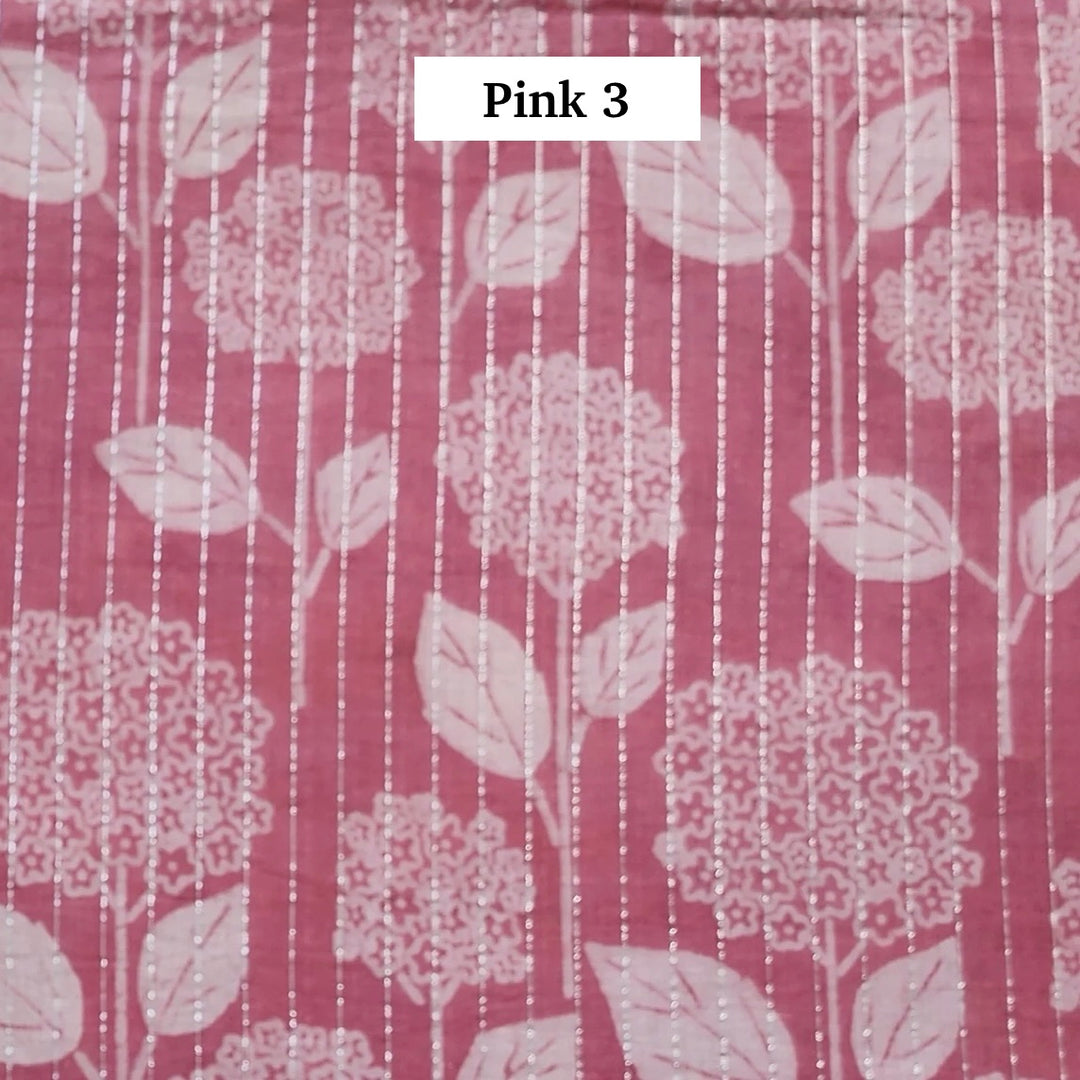 Block Printed Indian Cotton Fabric by the 1/4 Yard - Pink 3