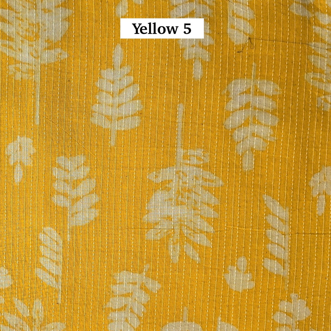 Block Printed Indian Cotton Fabric by the 1/4 Yard - Yellow 5