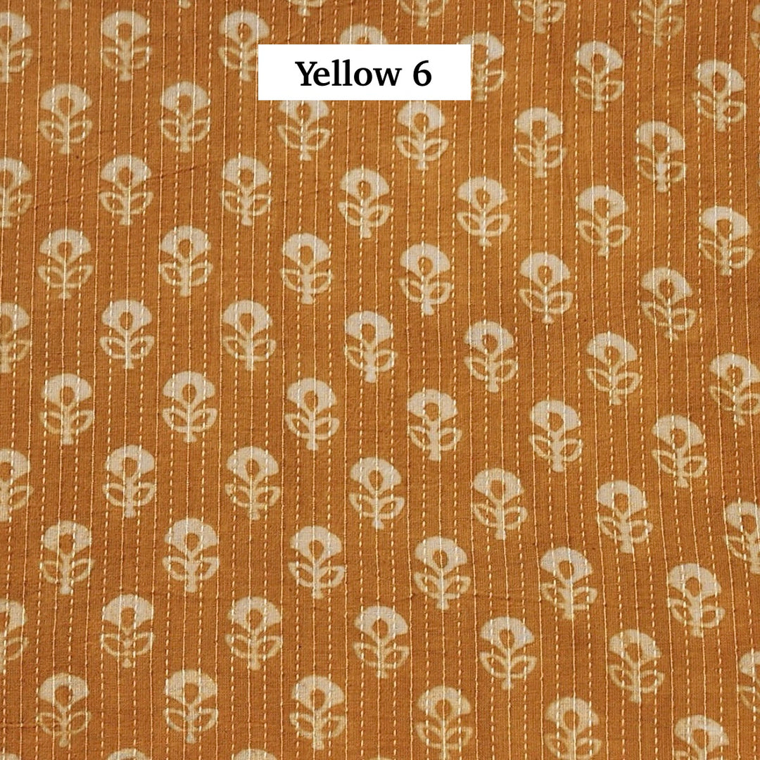 Block Printed Indian Cotton Fabric by the 1/4 Yard - Yellow 6