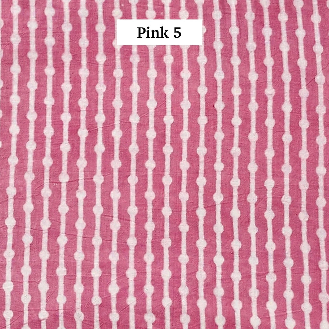 Block Printed Indian Cotton Fabric by the 1/4 Yard - Pink 5