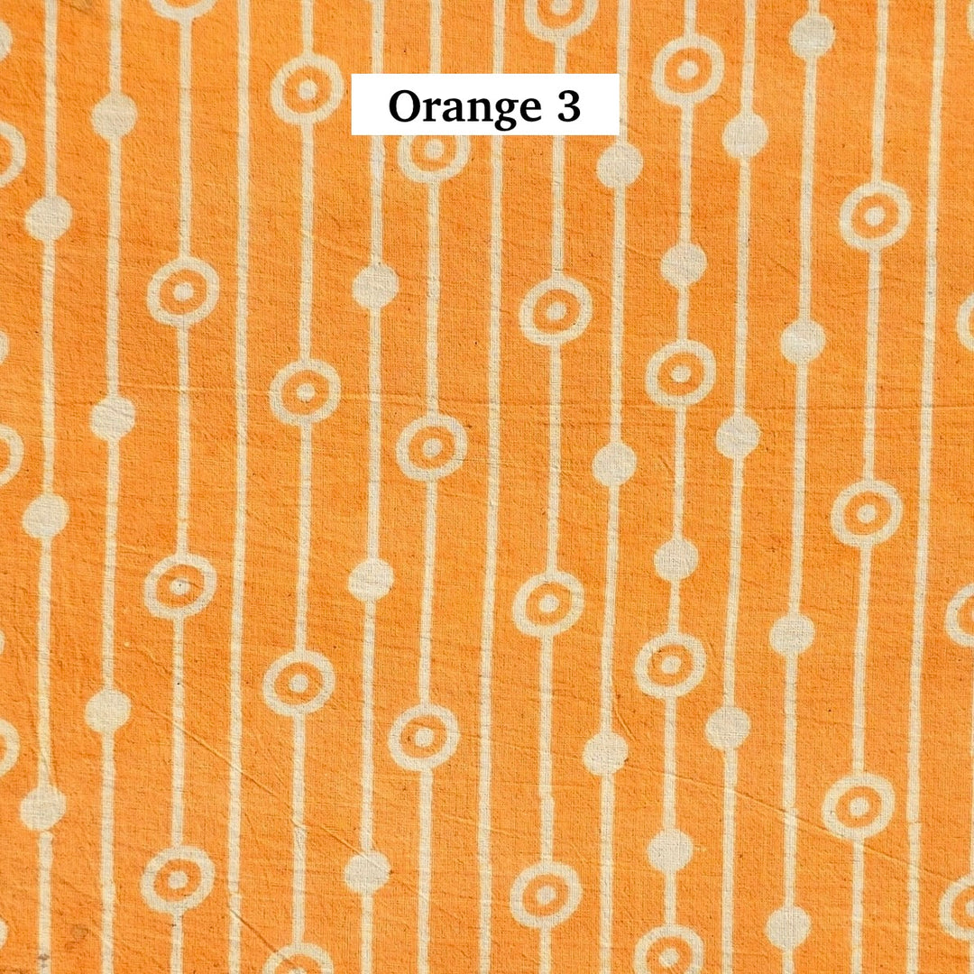 Block Printed Indian Cotton Fabric by the 1/4 Yard - Orange 3
