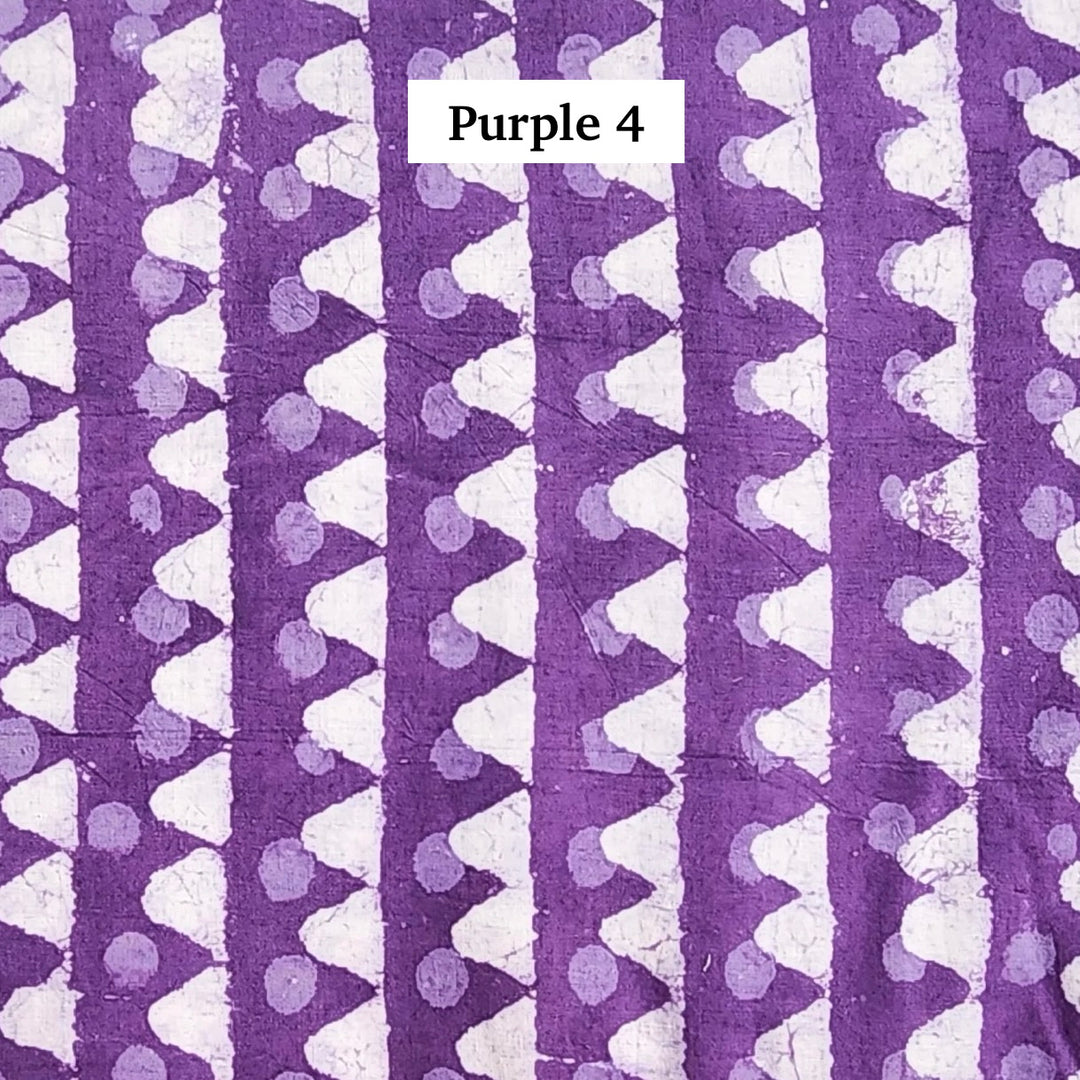 Block Printed Indian Cotton Fabric by the 1/4 Yard - Purple 4