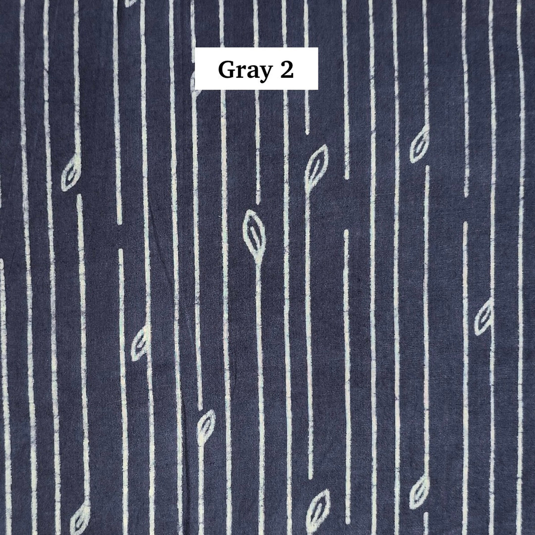 Block Printed Indian Cotton Fabric by the 1/4 Yard - Gray 2