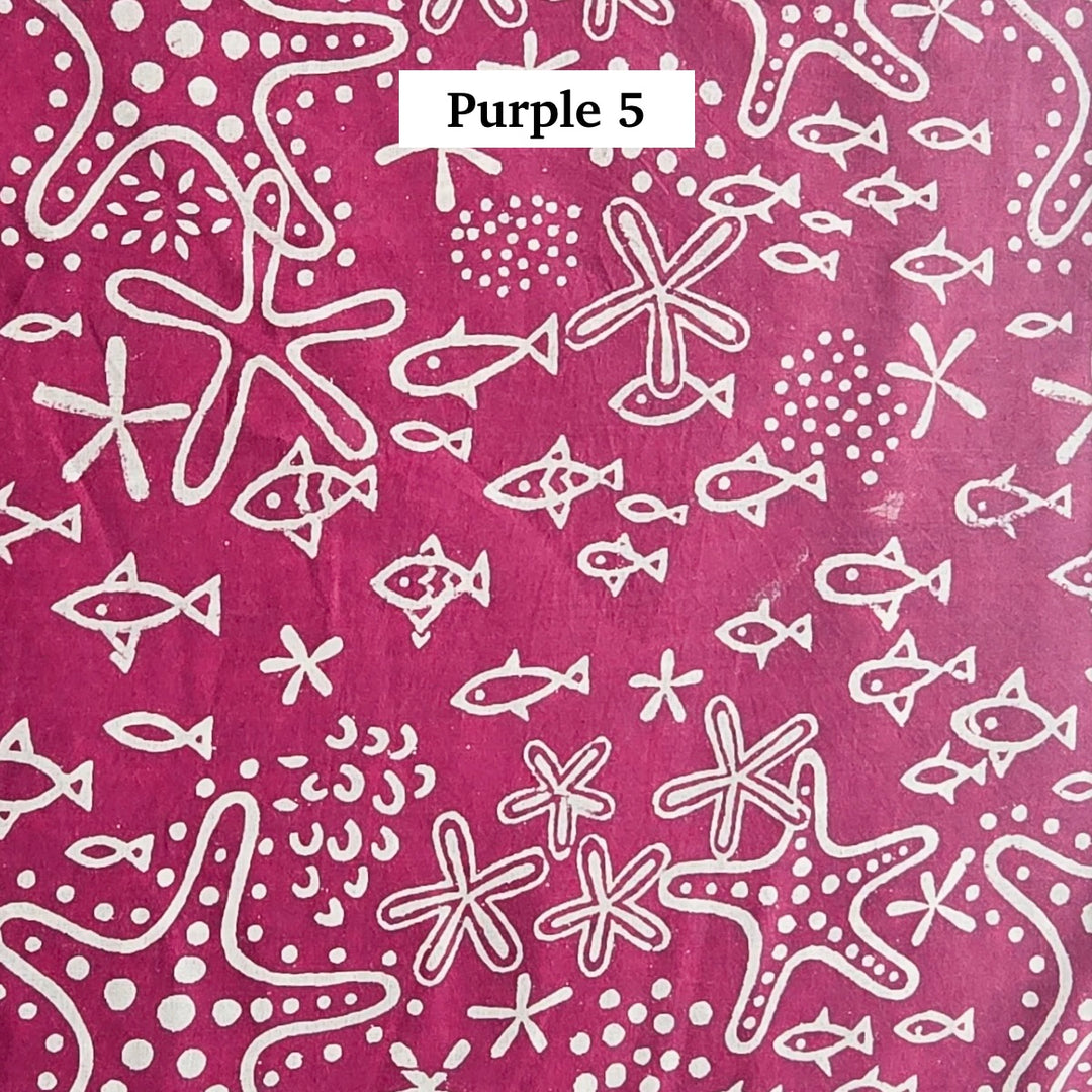 Block Printed Indian Cotton Fabric by the 1/4 Yard - Purple 5