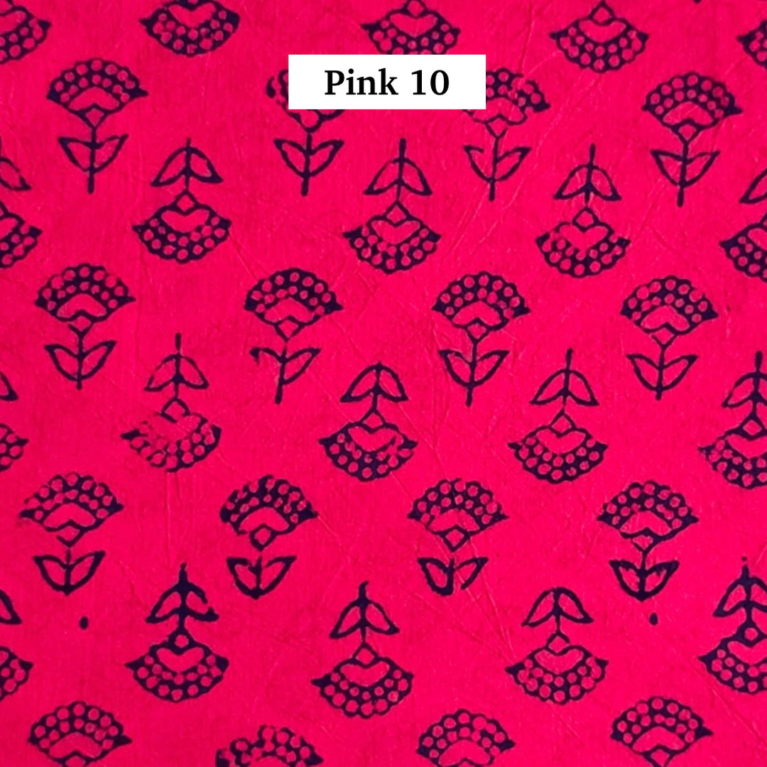 Block Printed Indian Cotton Fabric by the 1/4 Yard - Pink 10