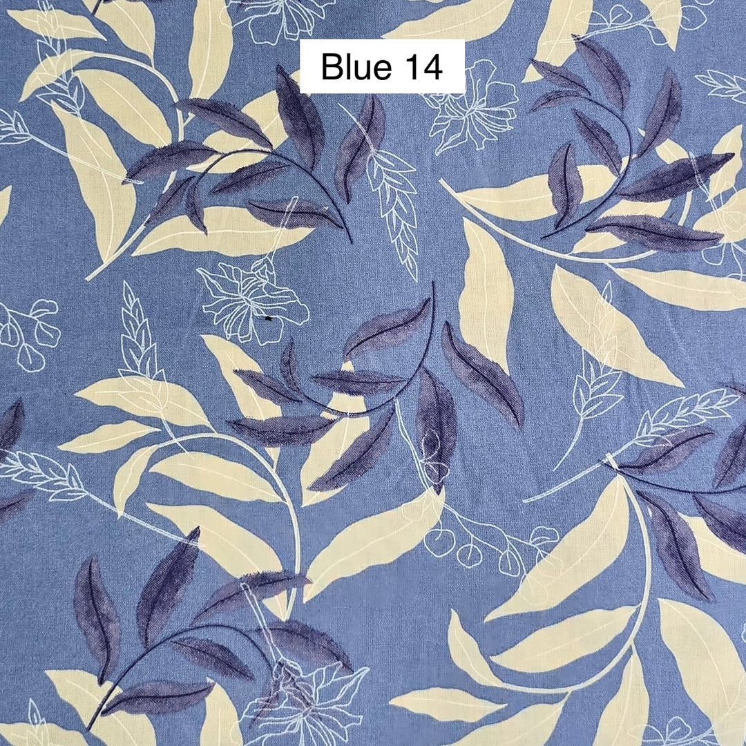 Block Printed Indian Cotton Fabric by the 1/4 Yard - Blue 14