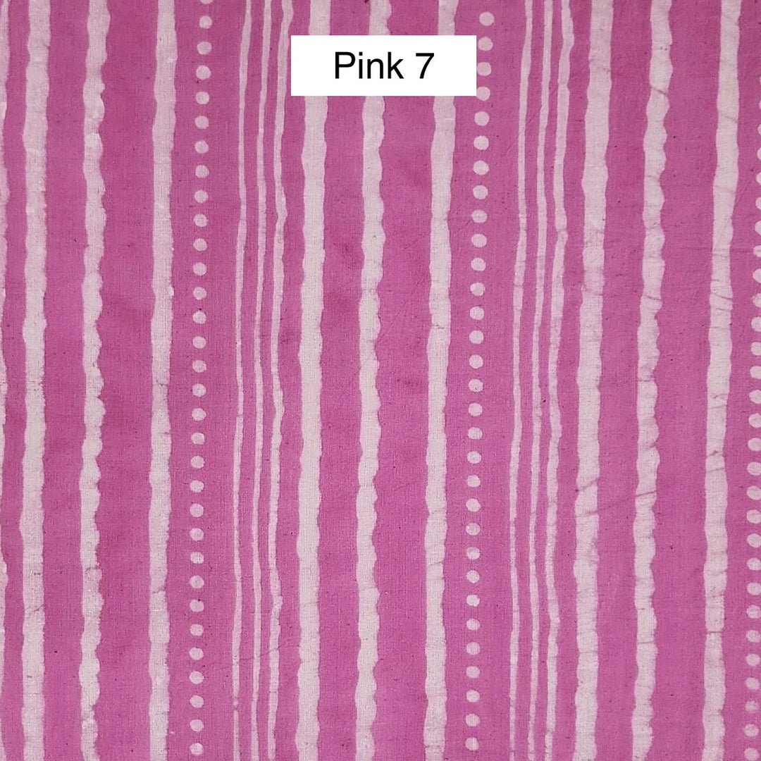 Block Printed Indian Cotton Fabric by the 1/4 Yard - Pink 7